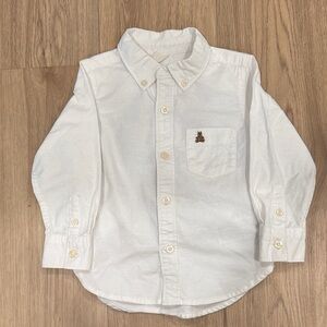 GAP Kids White Button-Down Shirt with Bear Patch